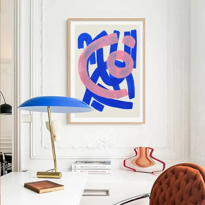 Modern Abstract Mid Century Watercolor Brush Strokes Poster Orange Canvas Print Painting Wall Art Picture Living Room Home Decor