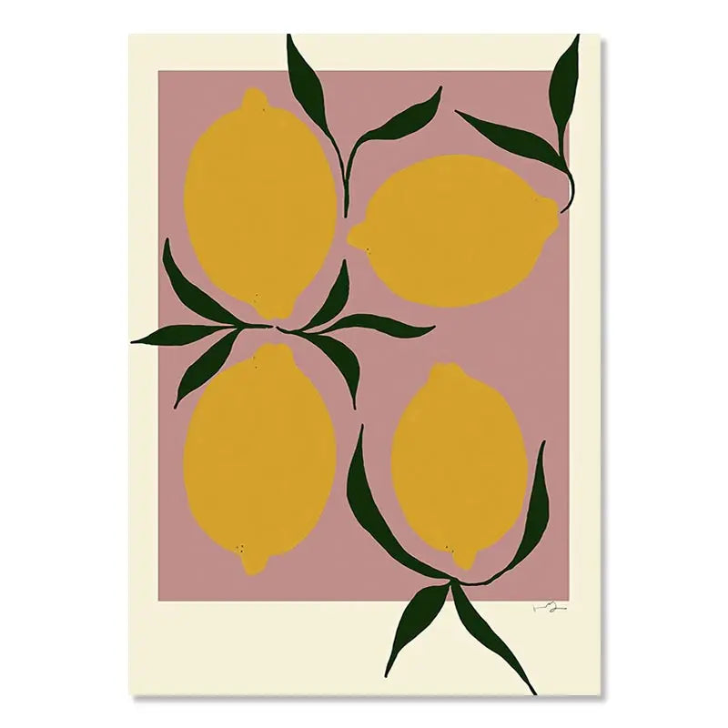 Abstract Line Lemon Flower Vase Geometry Nordic Poster Wall Art Prints Canvas Painting Wall Pictures For Living Room Decor