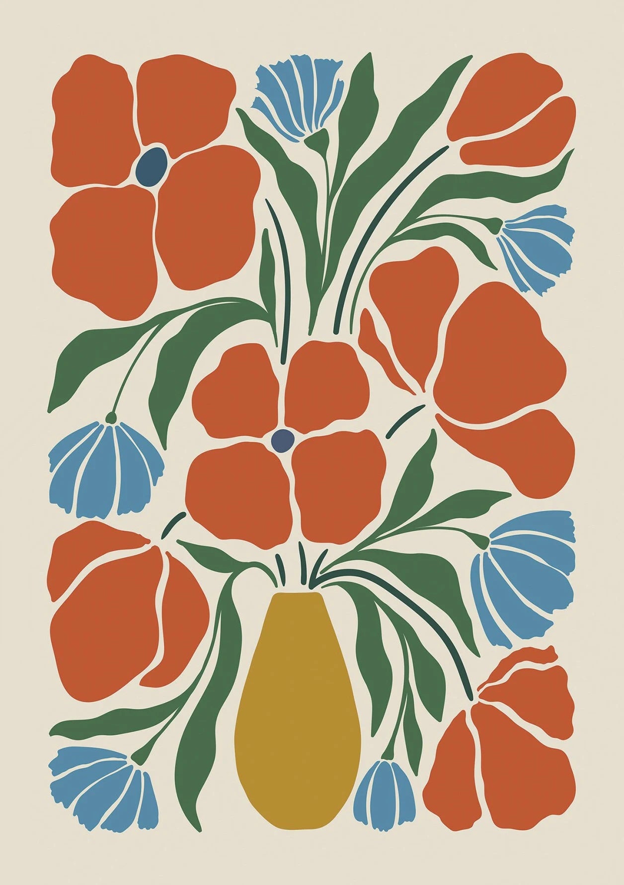 Vintage Boho Flower Art Poster Botanical Wall Art Print Picture Abstract Canvas Painting for Living Room Home Decoration