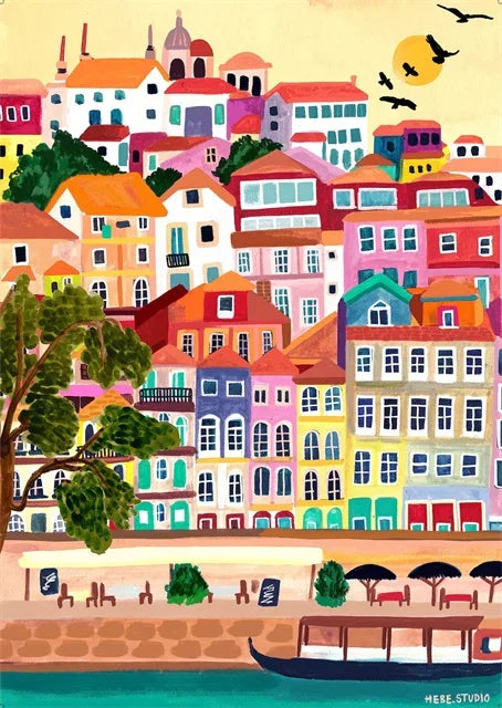 Colorful Travel Mountain City Canvas Painting Posters and Prints Abstract Landscape Wall Art Pictures for Home Living Room Decor