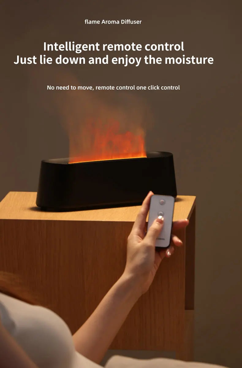 Flame Diffusers for Essential Oils 300ML Aroma Diffuser Humidifier with RGB Light Remote Control for Home Office