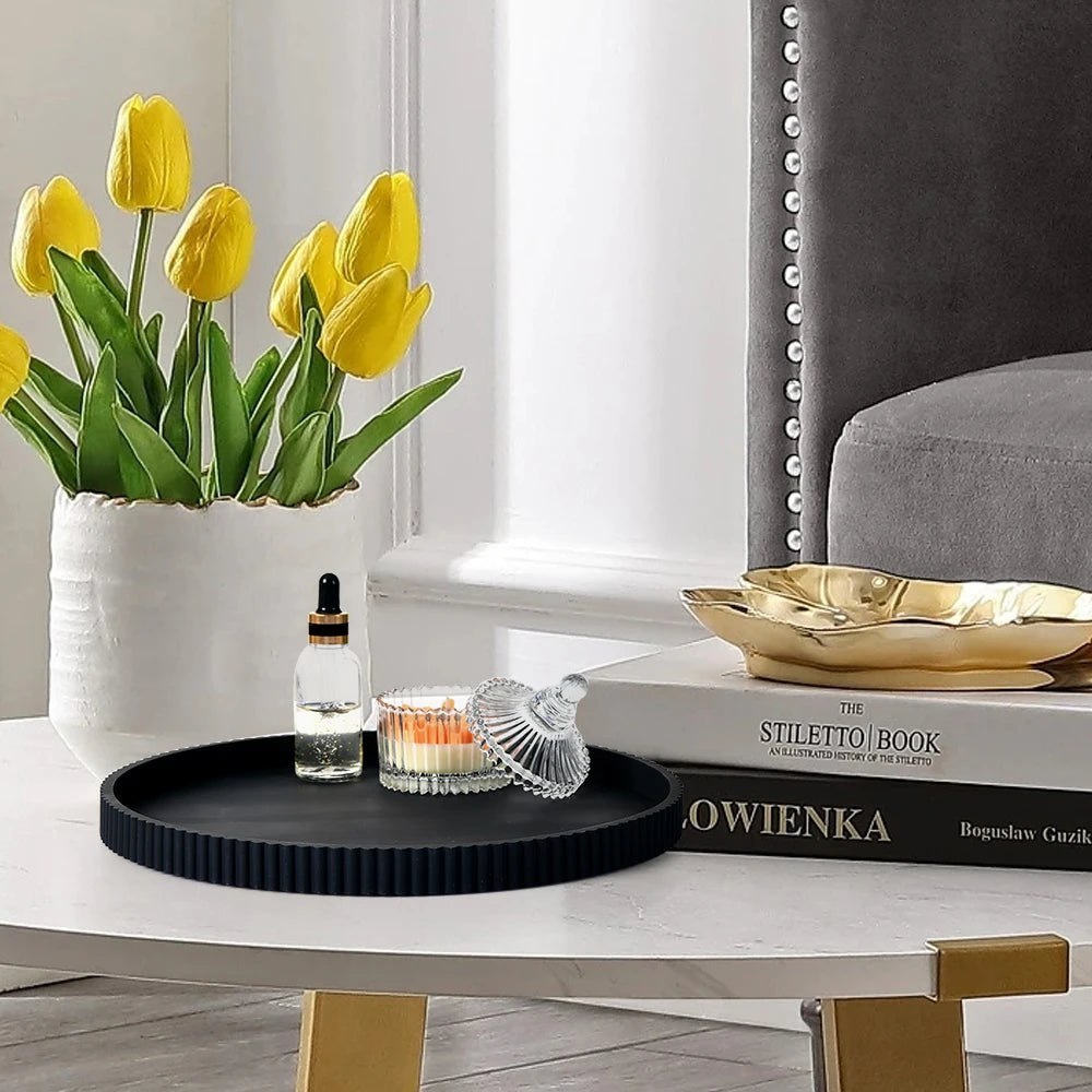 A Silicone Lace Round Decorative Storage Tray, Coffee Table Decorative Storage Tray, Round Tray, Home Decoration Tray, Desktop Decorative Tray, Decorative Tray, Center Decorative Tray