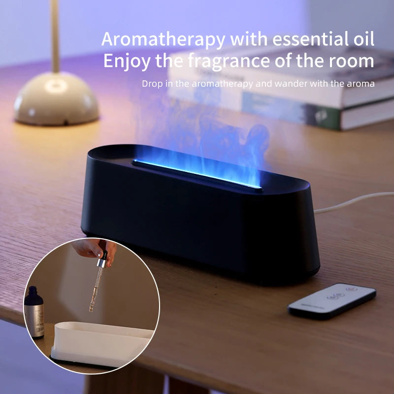 Flame Diffusers for Essential Oils 300ML Aroma Diffuser Humidifier with RGB Light Remote Control for Home Office