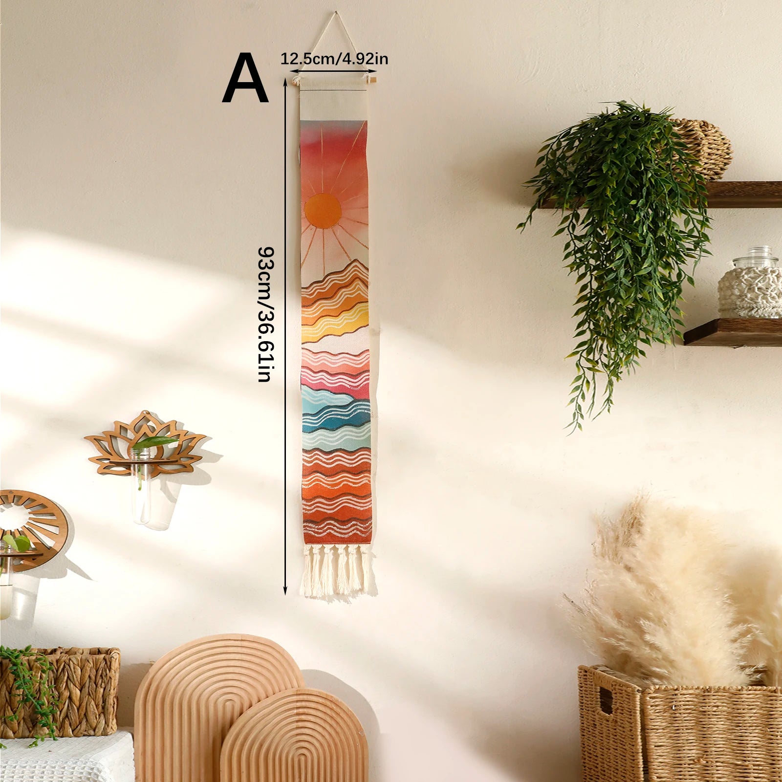 Macrame Wall Tapestry Mountain & Sunrise and sunset Boho Home Decoration Tapestry Wall Hanging Room Decors Aesthetic Wall Decor