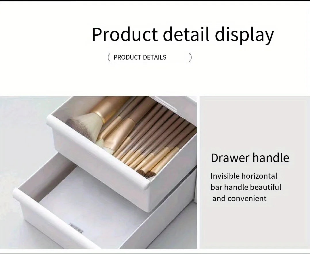 Makeup table with large capacity desktop storage, drawer rack, for versatile storage of skincare products and cosmetics