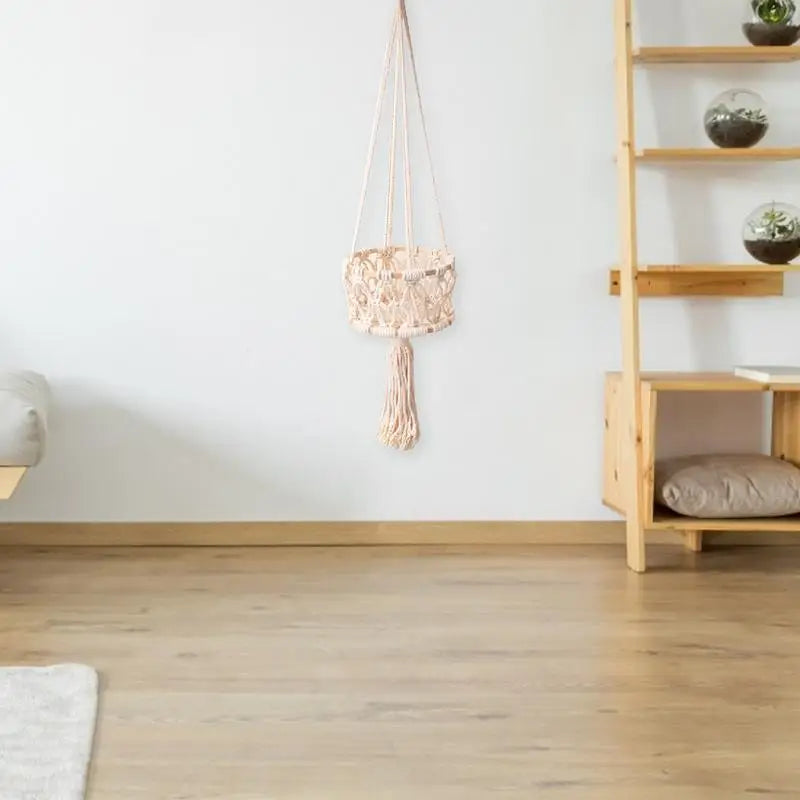 Hanging Hand-woven Macrame Plant Hanger Flower Pot Planter Hanger Wall Decor Courtyard Garden Hanging Planter Hanging Basket