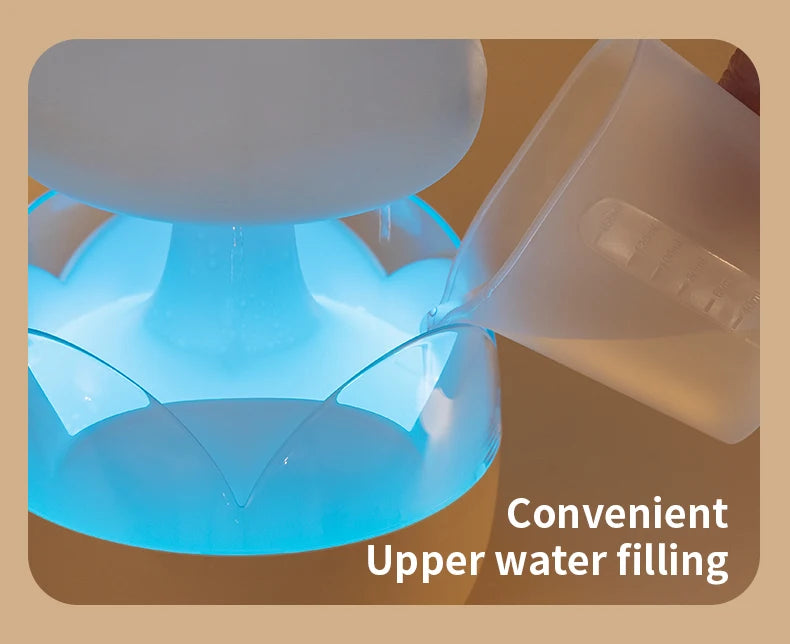 Mushroom Rain Air Humidifier Electric Aroma Diffuser Colorful Night Lights Rain Cloud Smell Distributor Relax Water Drops Sounds