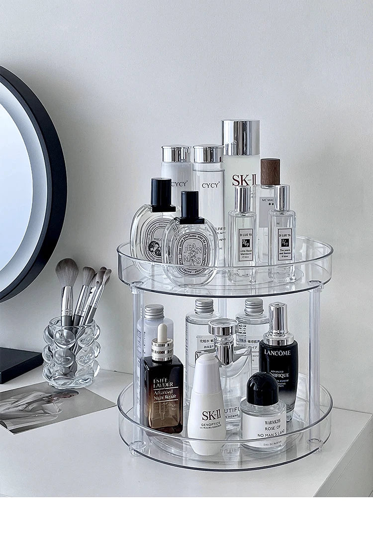 360° Rotatable Desktop Cosmetic Rack Bathroom Shelf Large-capacity Perfume Aromatherapy Skin Care Product Storage Rack Organizer
