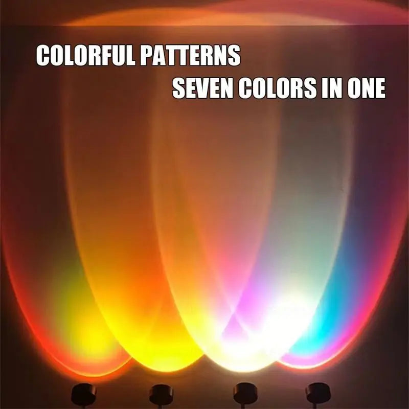 Kerokuru USB Sunset Light Lamp Self Photography Light LED Rainbow Neon Night Light Projector Photography Wall Atmosphere Light