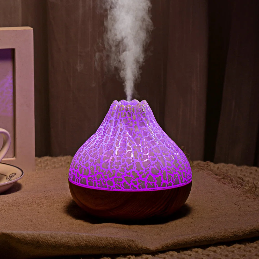 Volcano Air Humidifier 300ml Large Capacity Water Mist Aromatherapy Diffuser USB Desktop Humidifier with 7 Colorful Night Lights