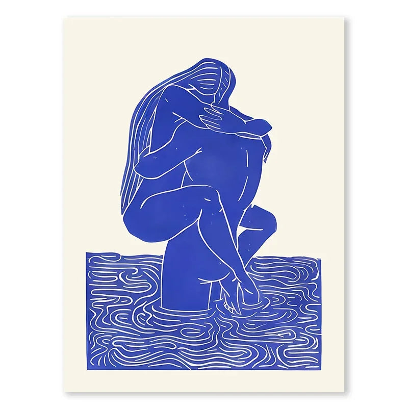 Abstract Line Face, Curve Striped Girl, Vase, Bird Canvas Painting Poster  for Home Decor  Living Room Wall Art for Bed Room