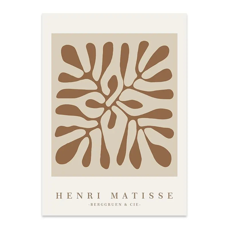 Boho Abstract Matisse Beige White Line Wall Art Poster  Minimalist Canvas Paintings Print Picture for Living Room Interior Home