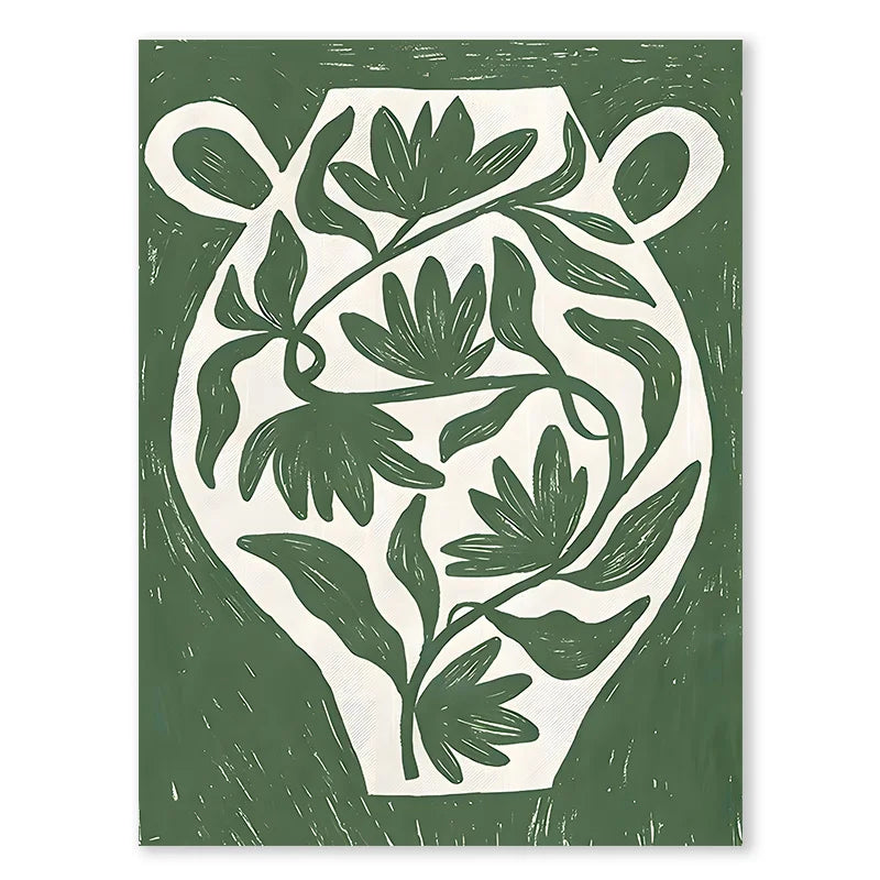 Green Botanical Vase La Mela Van Gogh Abstract Line Wall Art Canvas Painting Posters And Prints Pictures For Living Room Decor