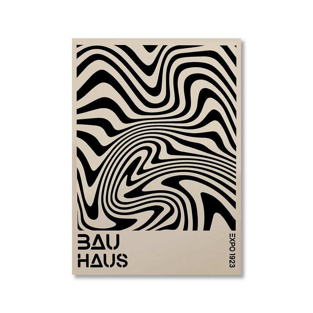 Abstract Bauhaus Style Geometric Wall Art Posters Prints Picture Vintage Black Beige Line Canvas Paintings For Modern Home Decor