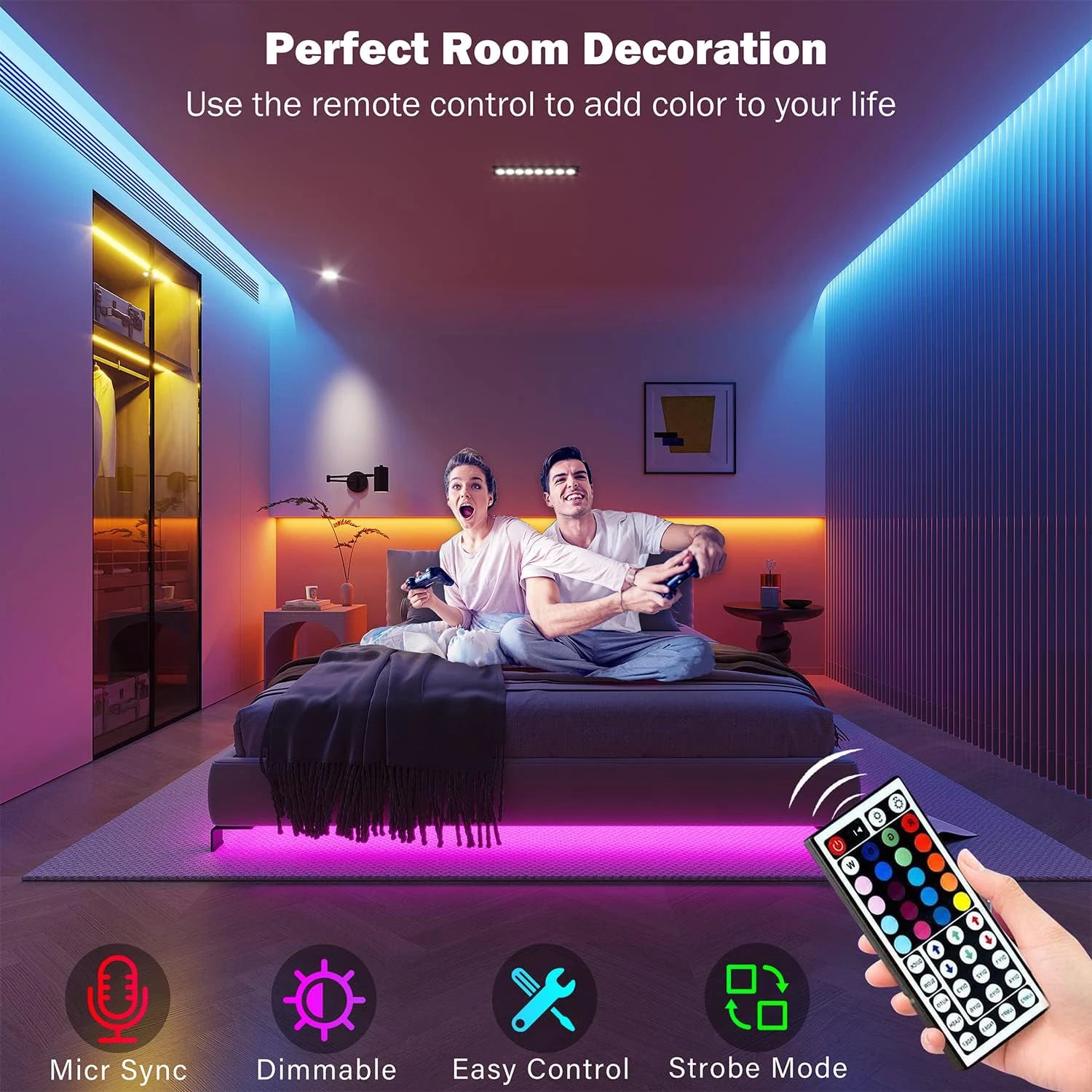 Led Lights for Room RGB Led Strip Color Changing RGB Tape Lights for Home Party Decoration TV Backlight Ribbon