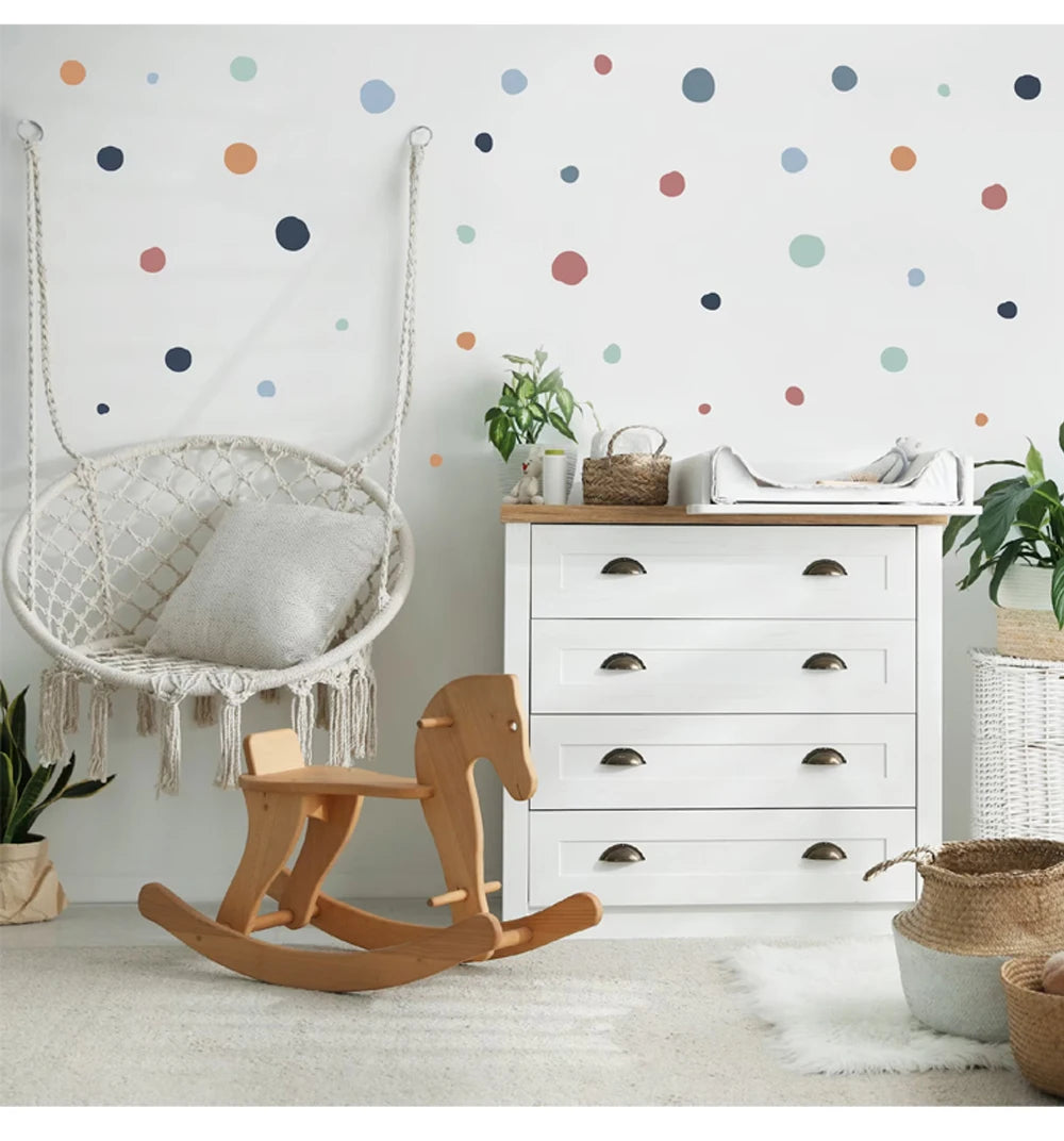 Boho Colorful Polka Dots Children Wall Stickers Removable Nursery Wall Decals Poster Print Kids Bedroom Interior Home Decor