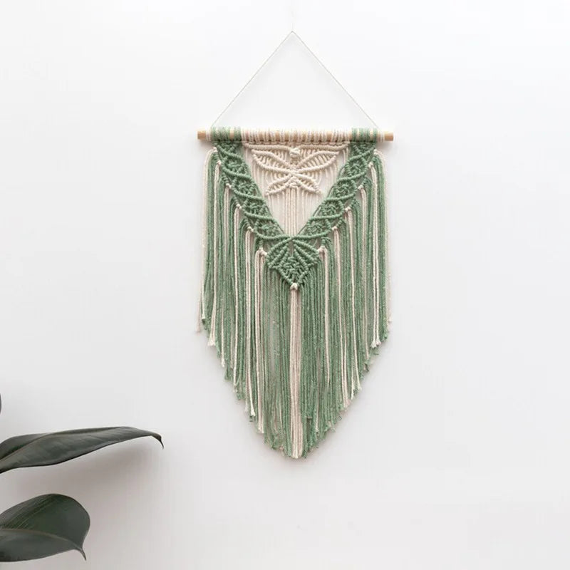 Macrame Wall Hanging Boho Art Wall Decor Wooden Bead Bedroom Nursery Apartment Home Decoration Gift for Girls Birthday Christmas