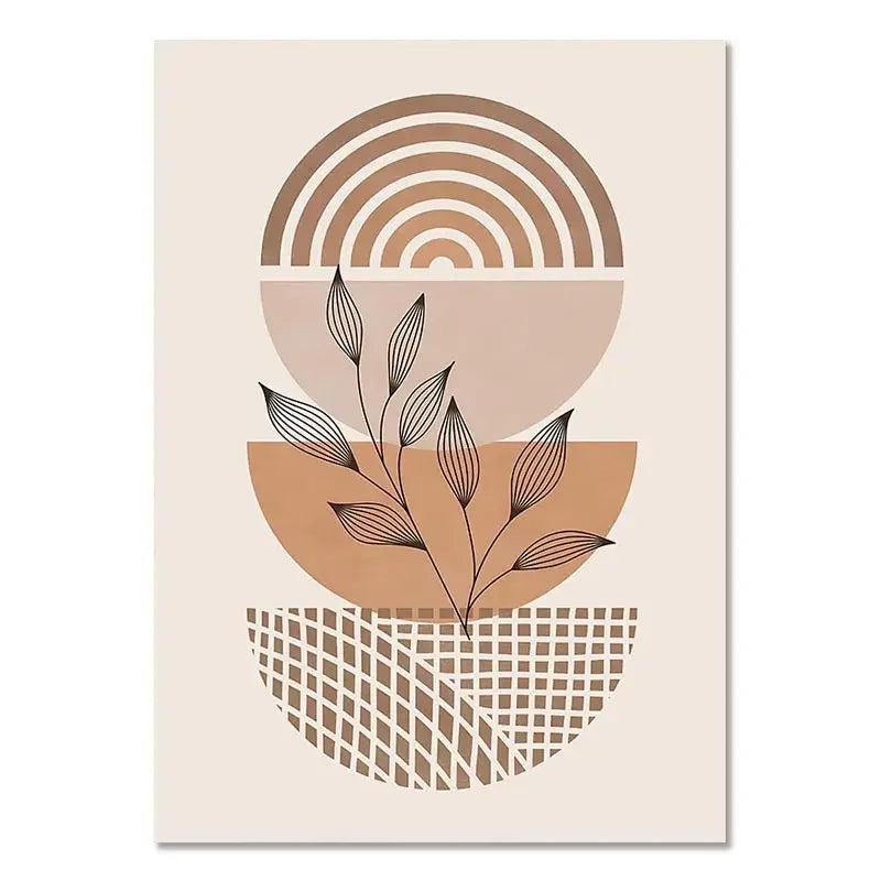 Boho Light Colour Block Canvas Painting Nordic Minimalist Lines Wall Art People Leaves Wall Art Home Living Room Decoration