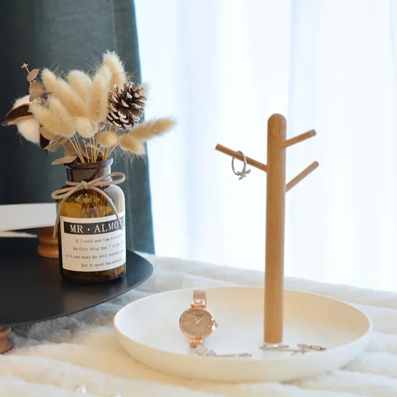 2024 New Nordic Bamboo Tree Branch Storage Tray Living Room Desktop Key Hanger Jewelry Display Frame