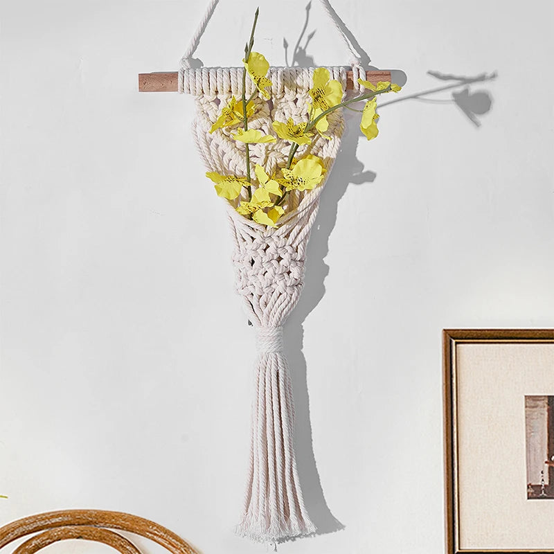 Macrame Wall Hanging Decoration Nordic Wall Background Cotton Rope Woven Tapestry Flower Pot Plant Holder Room Home Decor