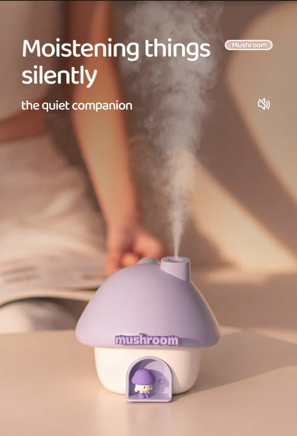 Cartoon Air Humidifier 300ml Mini Essential Oil Aroma Diffusers Colorful Lighting Cute Mushroom House Home Ultrasonic Humidifier