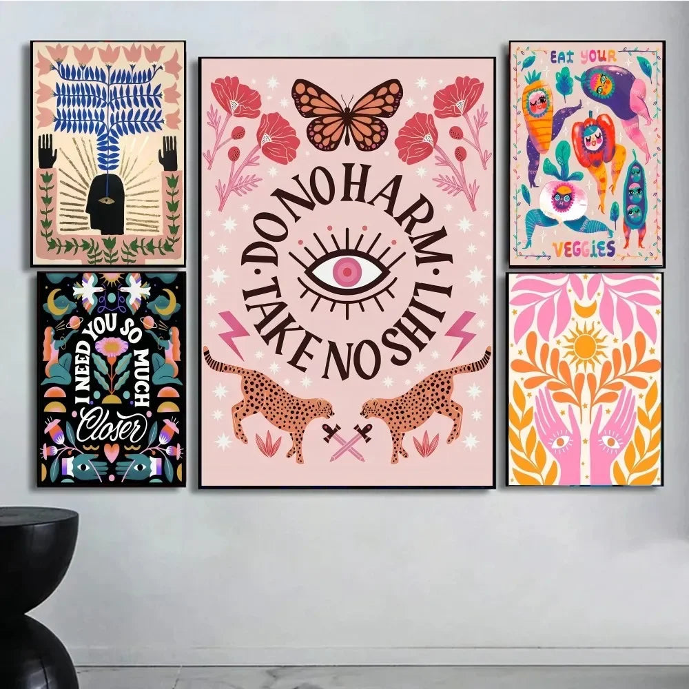 Abstract Feminist Color Letter Art Classic Vintage Posters HD Quality Wall Art Retro Posters for Home Room Wall Decor