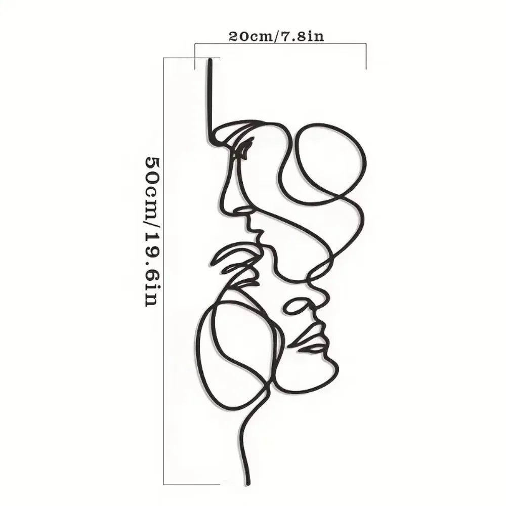 Facial Line Wall Decoration: Stylish Metal Wall Art, Abstract Iron Wall Sculpture for Modern Black Home Hanging Decor