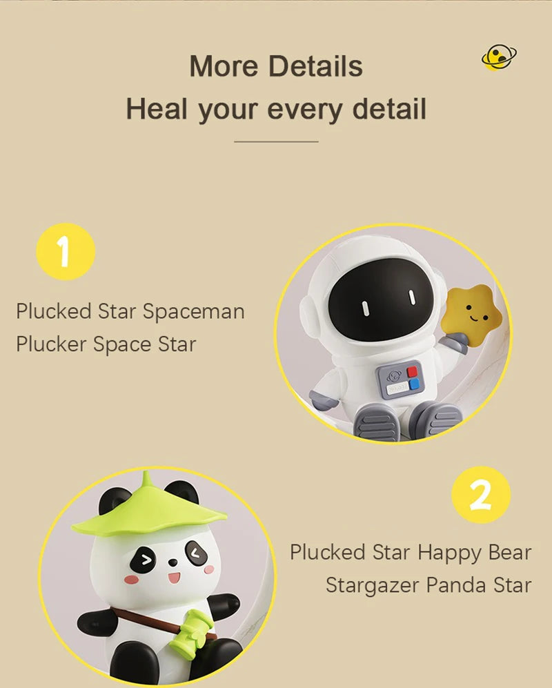 LED Night Light Panda Astronaut Bedside Sleeping Night Lights USB charging Silicone Children Gife Eye Protection Lamp Lighting
