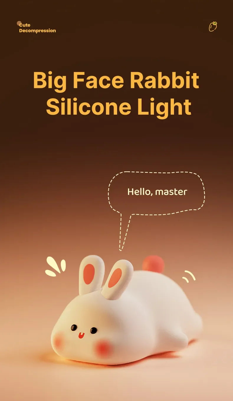 Cute LED Night Light Panda Sheep Rabbit Silicone Nightlights Timing USB Rechargeable For Bedroom Decoration Kids Birthday Gift