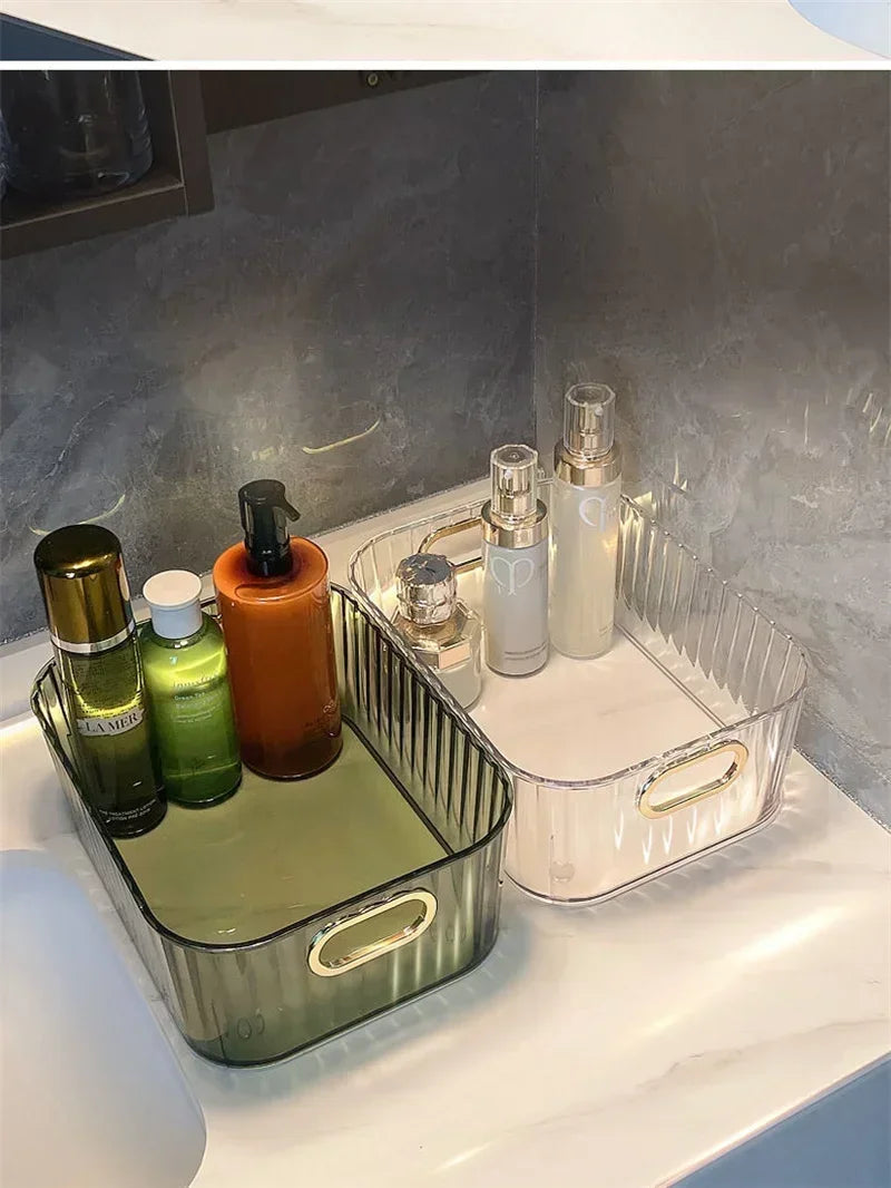 Rectangular Desktop Cosmetic Green Drawer Stackable Storage Box Acrylic Rack Sundries Snack Makeup Practical Storage Basket