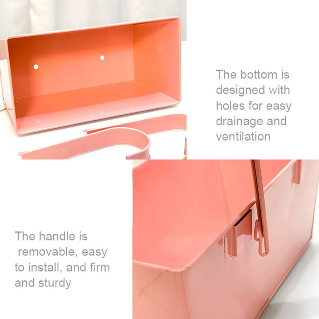 Rectangular Flower Pot with Drainage Holes Outdoor Plant Hanging Pot Rectangular Railing Planter Box Set for Balcony for Herbs