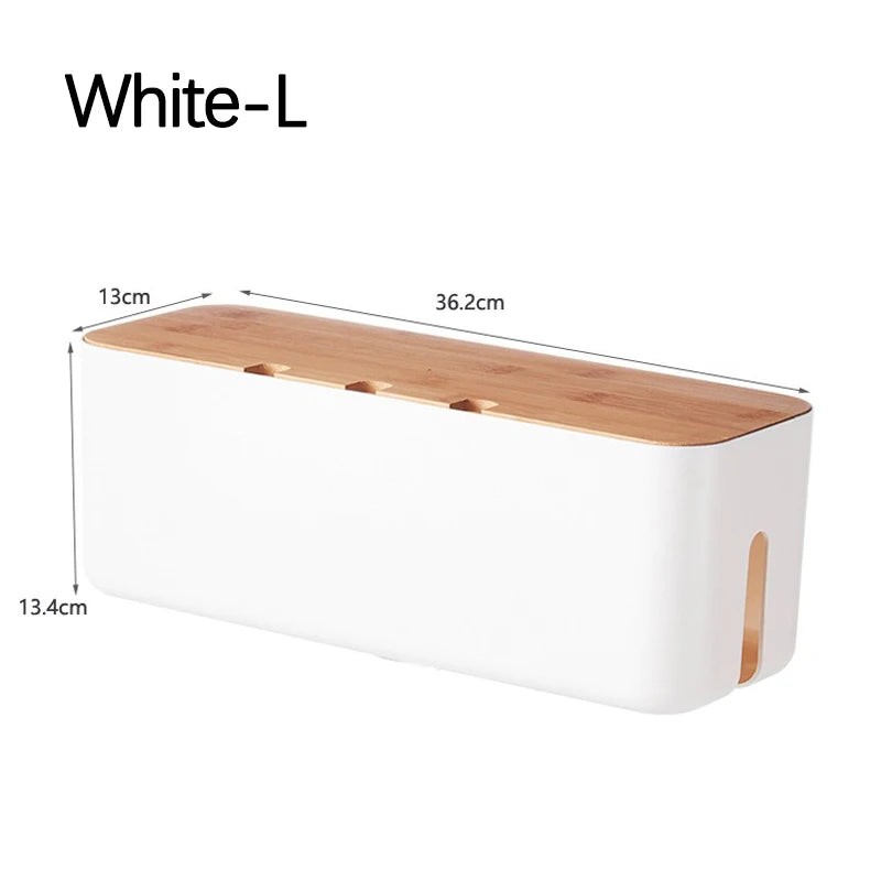 Cable Management Box Bamboo Cover Wire Junction Board Storage Box Hide Wires Power Strips Desk shelf Cable Makeup Organizer Boxs