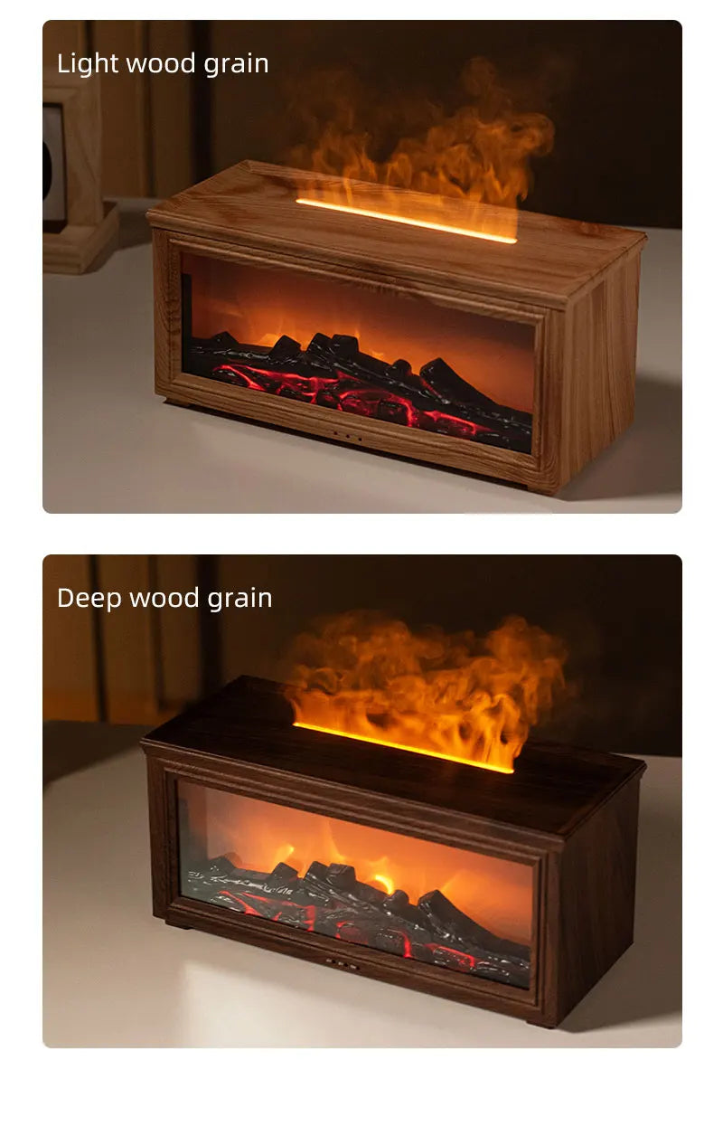 New Colorful Flame Mini Fireplace Aroma Diffuser 280ml Waterless Auto-Off Air Humidifier with Timer Remote Control for Home Gift