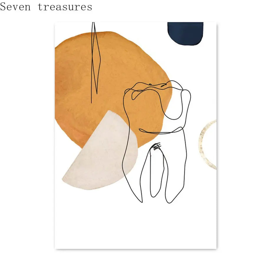 Tooth Wall Art Modern Dental Clinic Oil Painting Aesthetics Abstract Line Posters And Printed Pictures Dentist Office Decoration