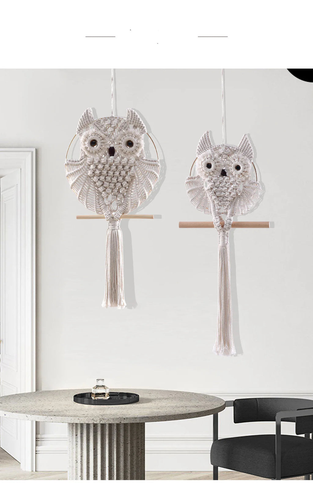 Boho Owl Macramé Wall Hanging Handwoven Lace Tapestry Natural Fiber Bohemian Room Decor Artisan Crafted Accent Piece