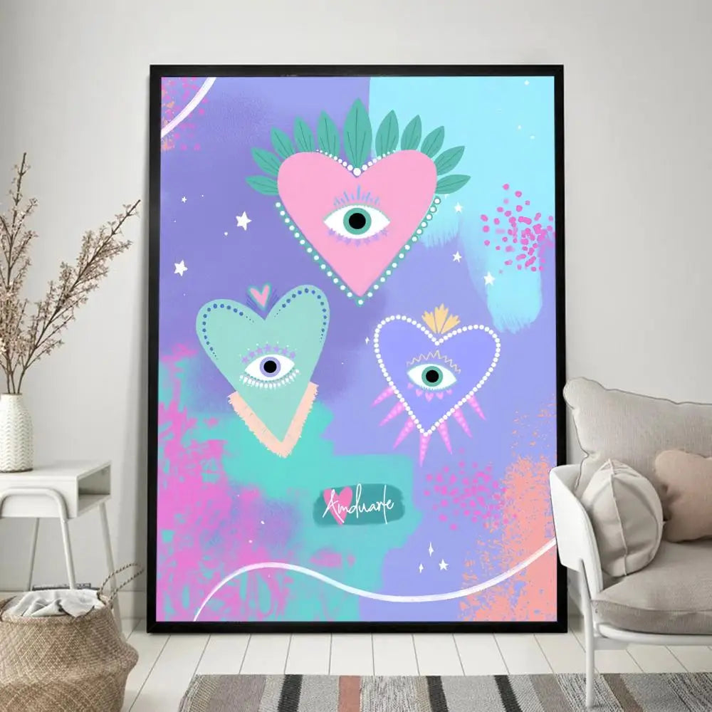 Abstract Eye Shapes Hand Moon Poster Classic Vintage Posters HD Quality Wall Art Retro Posters for Home Room Wall Decor