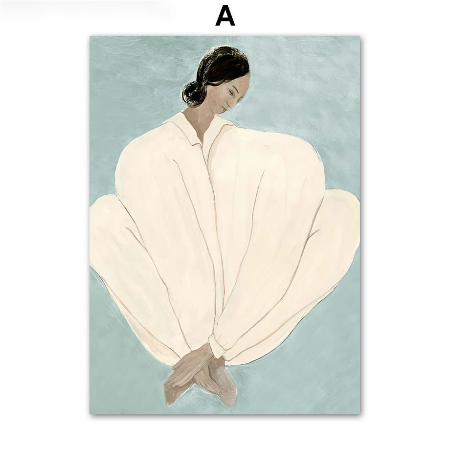 Pajama Girl Famous Painting Poster Line Mural Abstract Geometric Art Printed Canvas Figure Nordic Decorated Living Room Painting