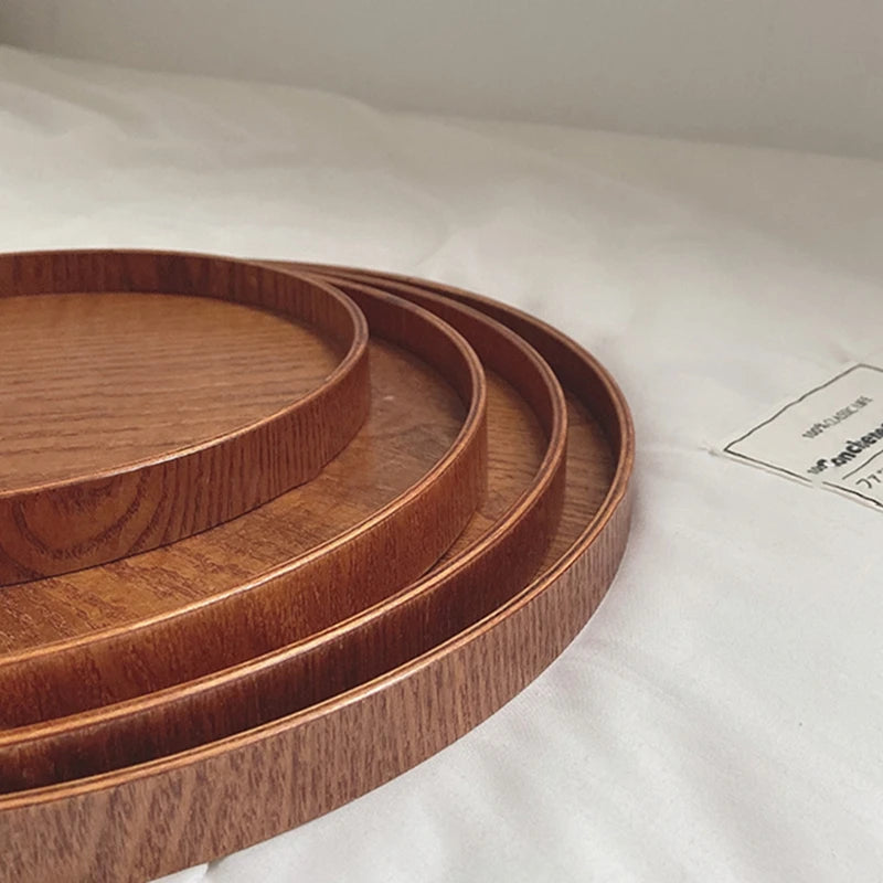 Table Decoration Tray Wooden Round Tray Decorative Trays Snack Plate Sundries Display Organizer Desktop Decorative Plate