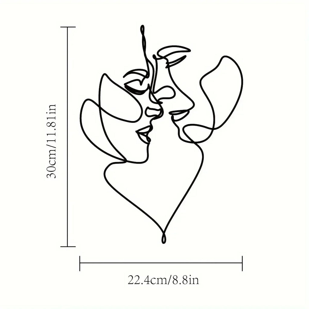 Facial Line Wall Decoration: Stylish Metal Wall Art, Abstract Iron Wall Sculpture for Modern Black Home Hanging Decor