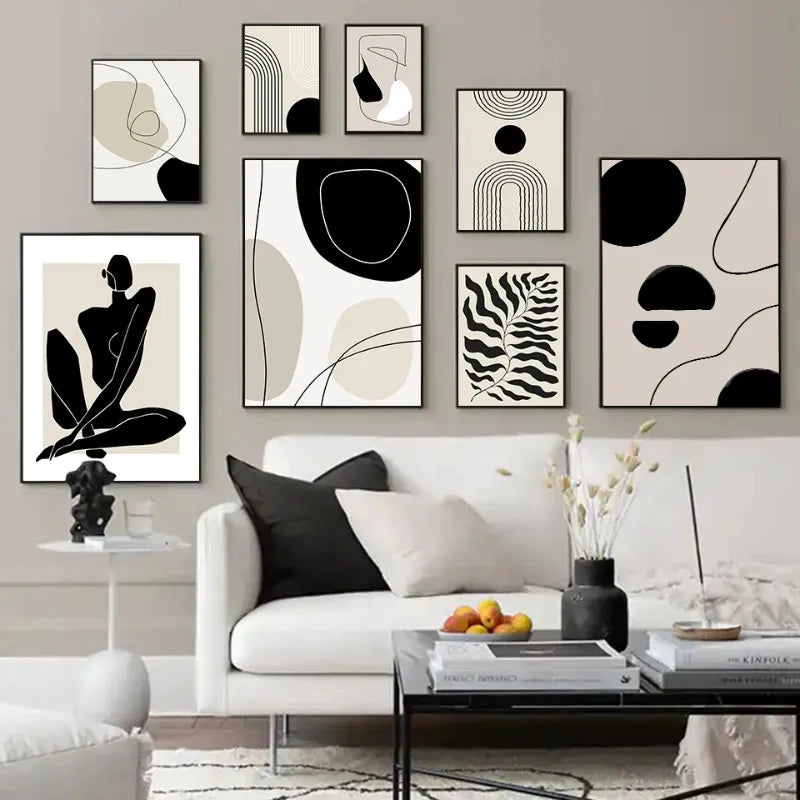 Geometric Leaf Rainbow Abstract Boho Canvas Prints Bohemia Line Poster Nordic Room Wall Aesthetics Art Painting For Home Decor