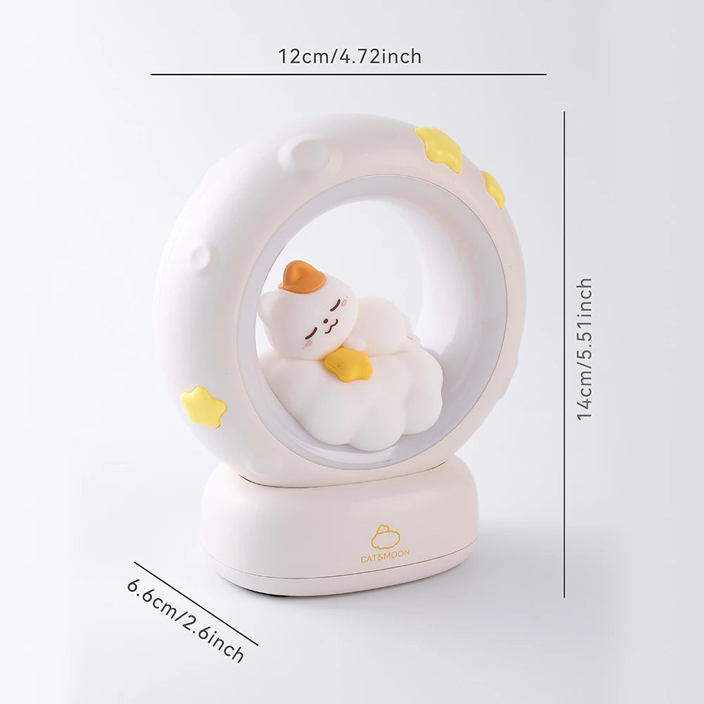 3Style Moon Night Light Cute Rabbit Cat Panda Lamps Room Bedside Decoration USB Rechargeable Kawii Animal Gift Warm Soft Light