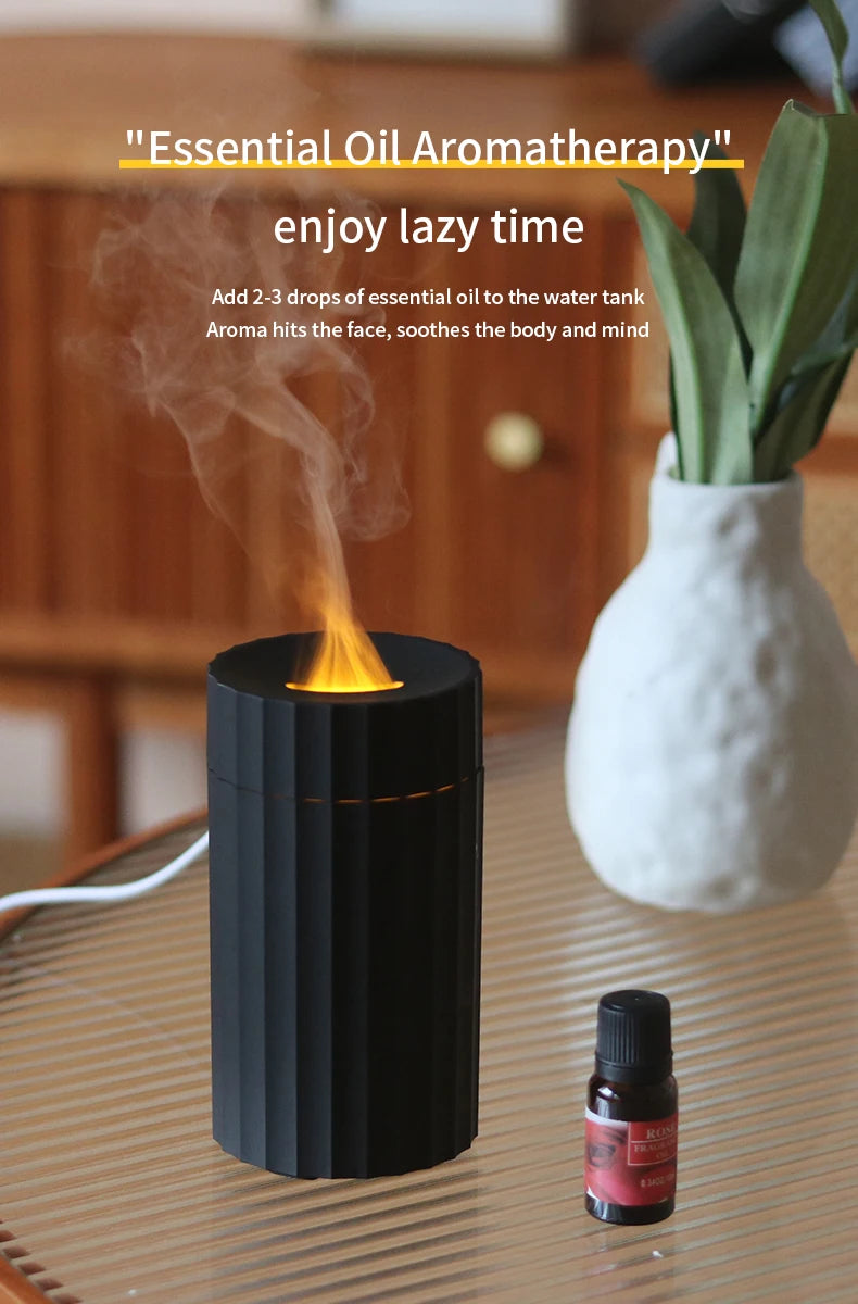Car Diffuser Flame Humidifier Essential Oil Aroma Aromatherapy Diffuser Auto Air Purifier Air Freshener With LED Light