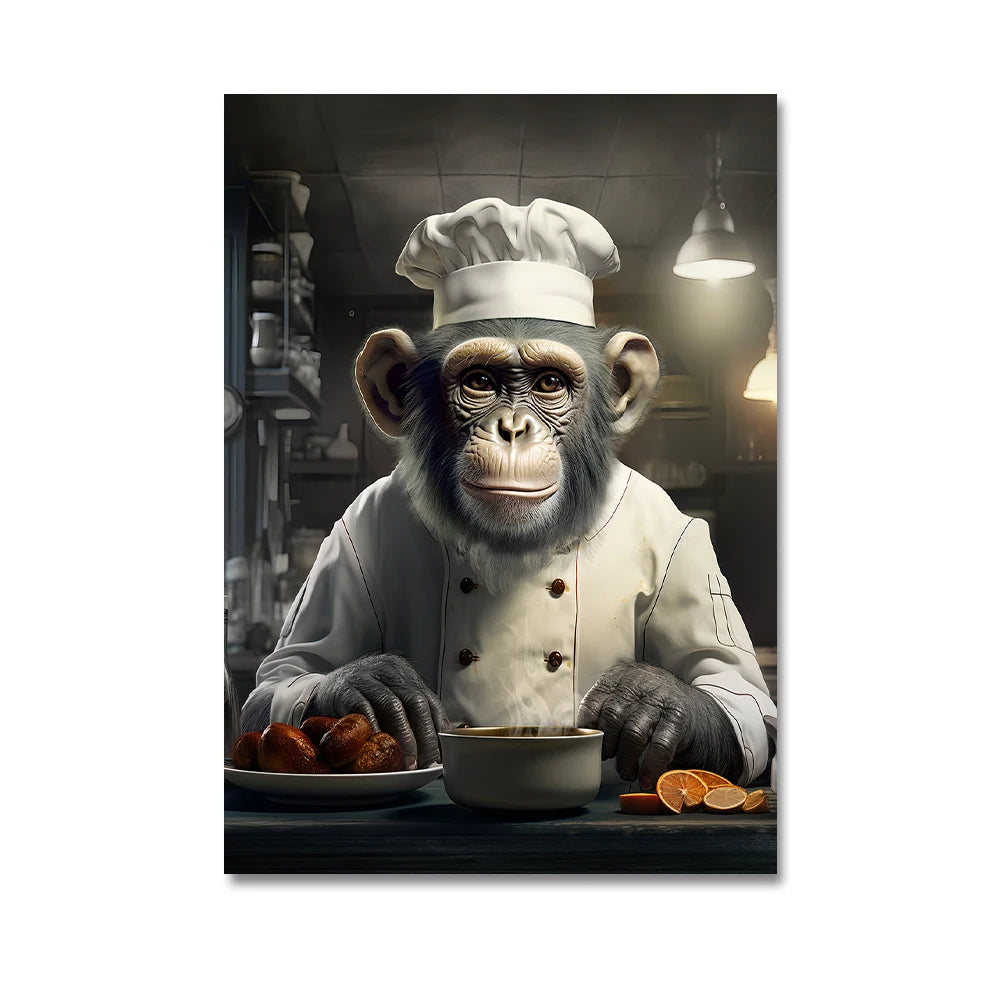 Nordic Gorilla Wear Suit Wall Art Canvas Painting Abstract Aesthetics Animal Monkeys Poster Print Picture for Modern Home Decor