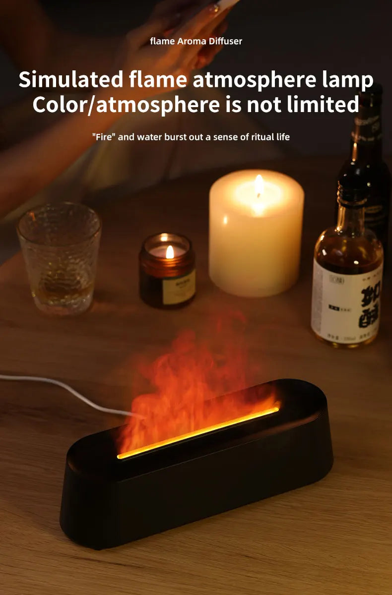 Flame Diffusers for Essential Oils 300ML Aroma Diffuser Humidifier with RGB Light Remote Control for Home Office