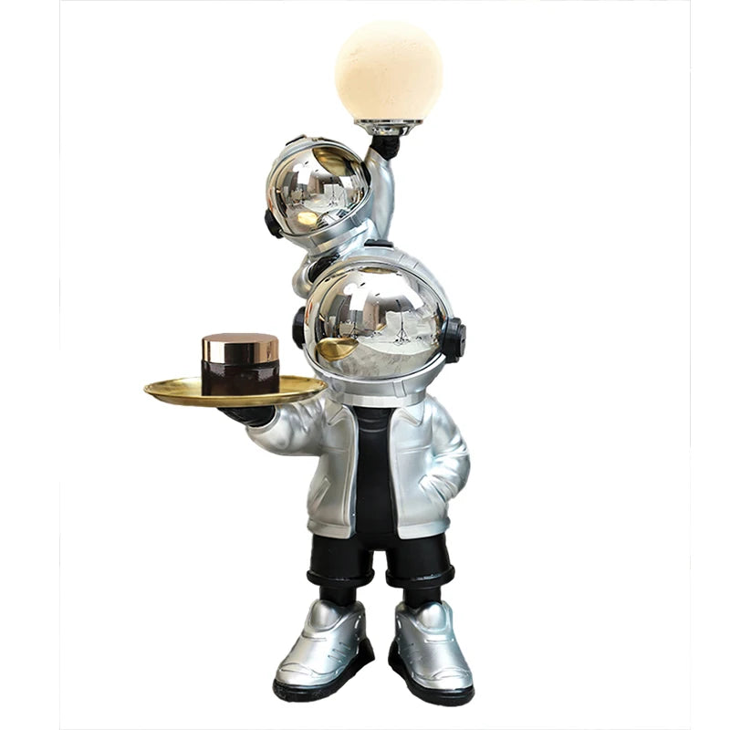 76cm Creative Astronaut Tray Storage Landing Ornament Moon Light Balloon Statue Resin Living Room Bedroom Home Decoration Gift
