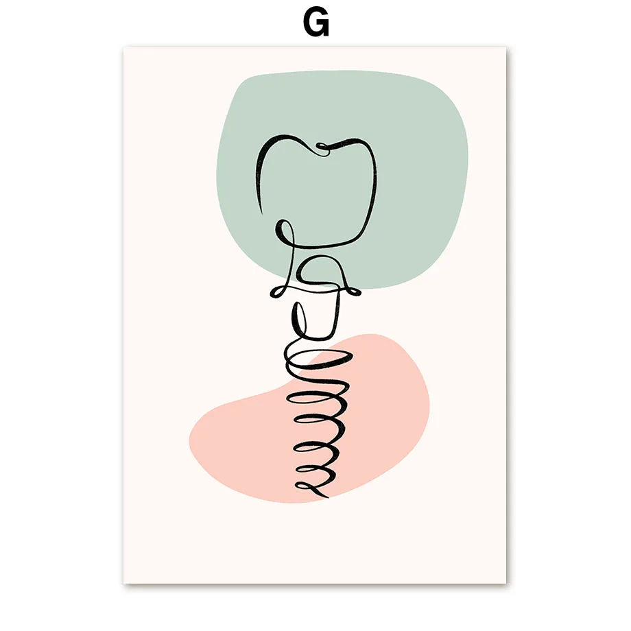Abstract Line Teeth Oral Health Modern Wall Art Canvas Painting Nordic Posters And Prints Wall Pictures For Dental Clinic Decor