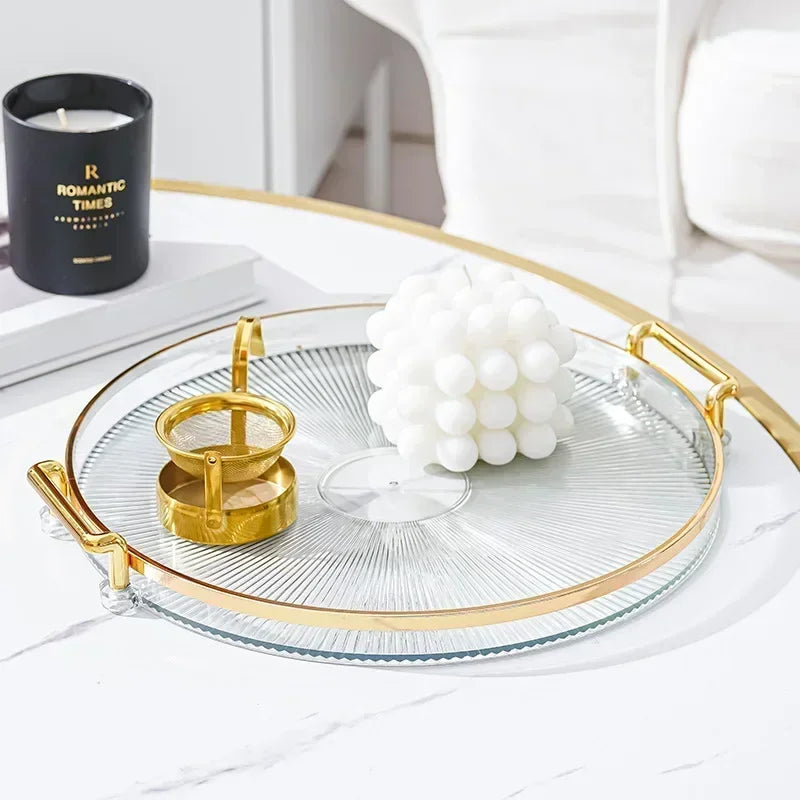1PC Round Storage Tray Home Living Room Coffee Table Tea Cup Storage Plate Acrylic Tray Aromatherapy Organizer Tray Home Decor
