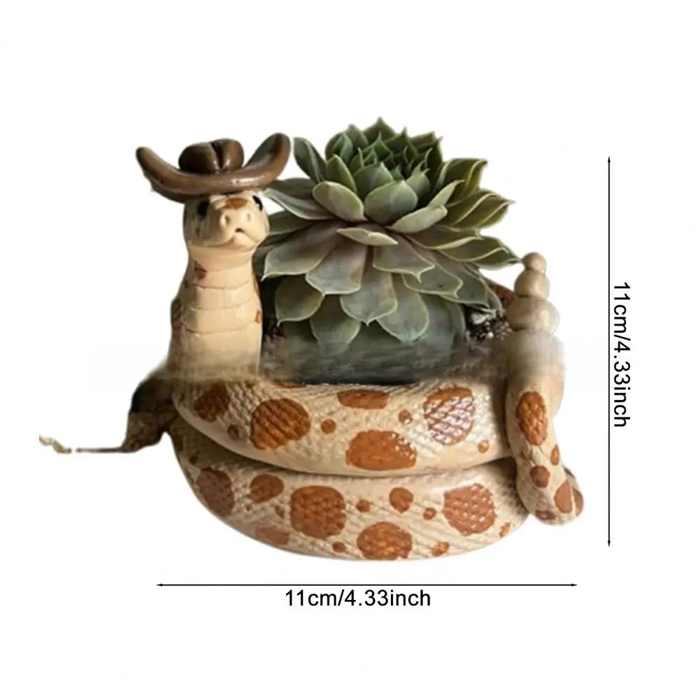 1Pc Snake Flower Pot Unique Resin Coiled Snake Planter with Drainage Hole Decorative Plant Pot for Succulents Cactus Houseplants
