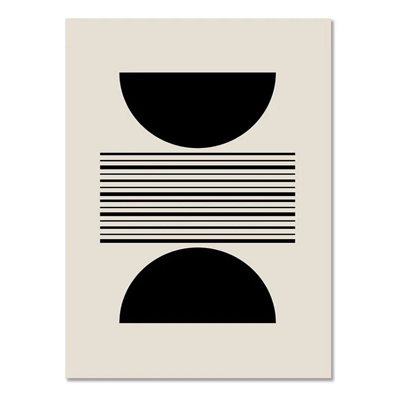 Abstract Boho Geometric Line Posters Black Beige Bohemian Wall Art Canvas Painting Print Picture for Living Room Home Decoration