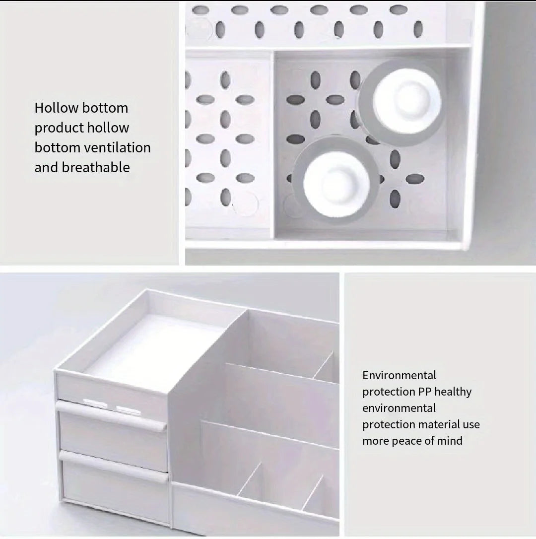 Makeup table with large capacity desktop storage, drawer rack, for versatile storage of skincare products and cosmetics